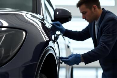Technician applying ceramic paint protection