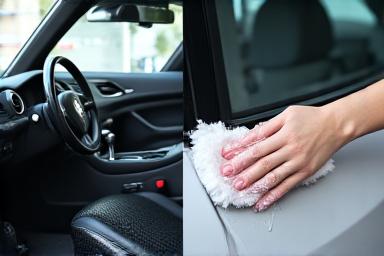 Detailed interior and exterior car cleaning